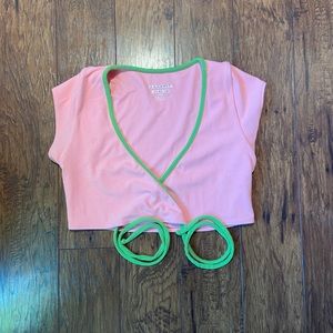 BNWOT Frankie’s bikinis Soleil Terry Tie Front Bikini Top